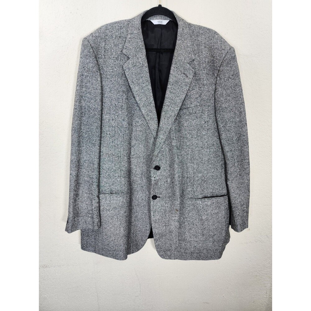 Versini Mens Blazer 48L Gray Tweed 100% Silk 2 Button Sport Coat Jacket